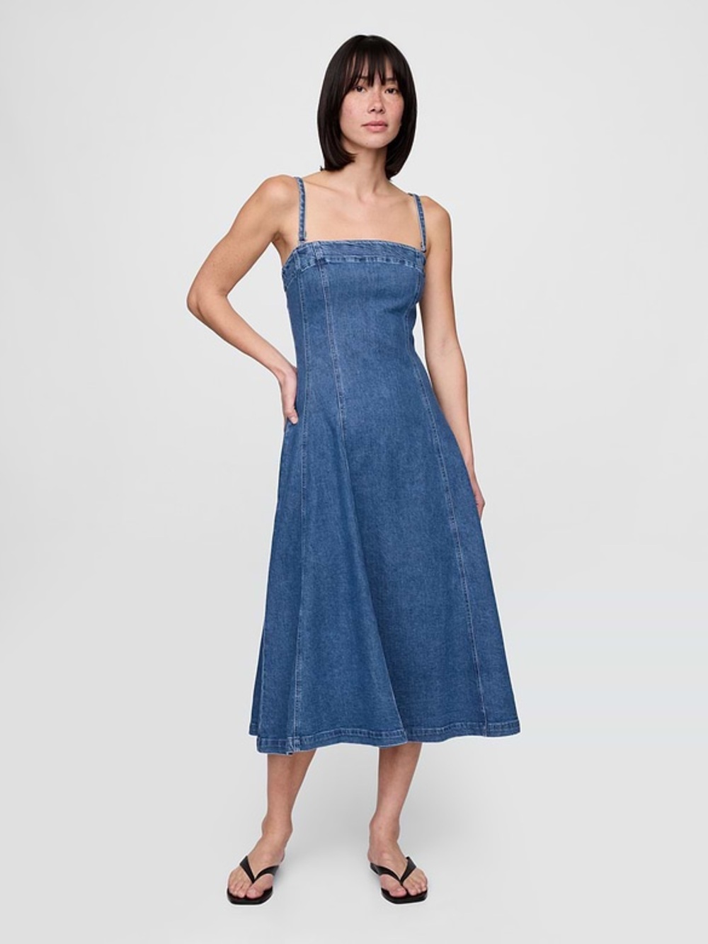GAP Denim Midi Dress with Removable Straps